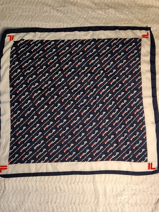 Fila Accessories - Fila Navy, White and Red Logo Square Silk Scarf